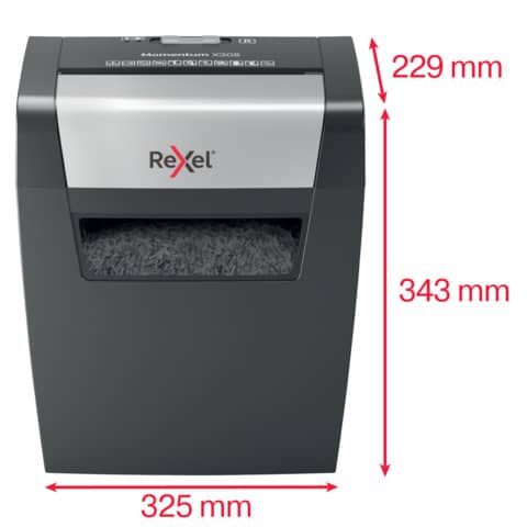 Distruggidocumenti uso moderato Rexel Momentum X308 - P-3 - 15 L - taglio a frammenti 5x42 mm - 2104570EU